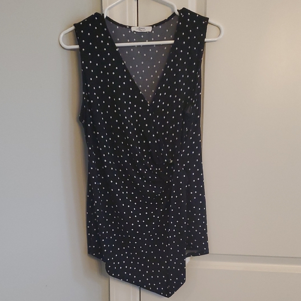 Black Polka Dot Sleeveless Top